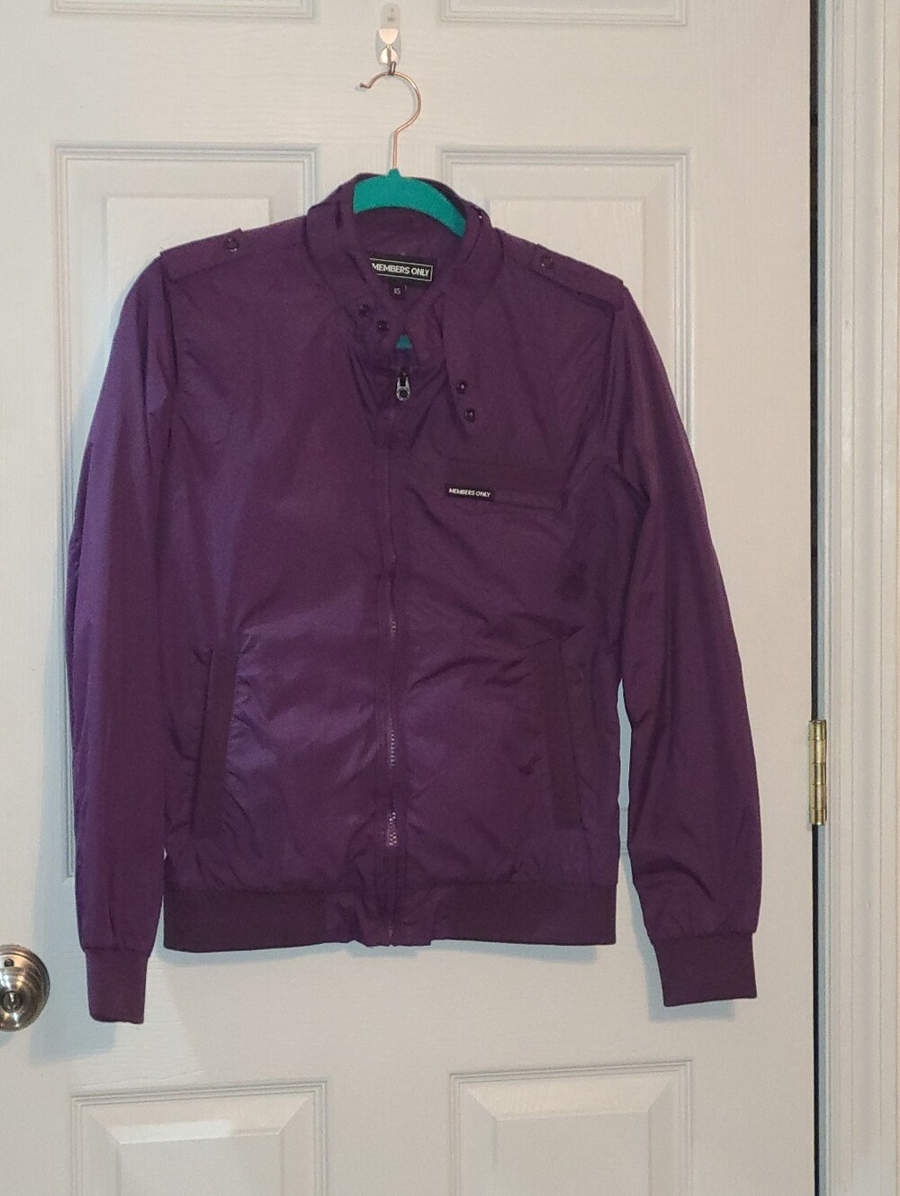 Members Only Purple Lightweight Bomber Jacket with Stand Collar